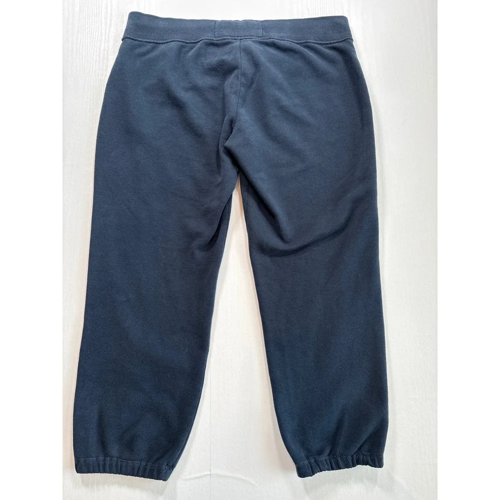 Hollister Y2K Navy Blue Fleece Joggers Embroidered Logo Drawstring Sweatpants M - Picture 4 of 7